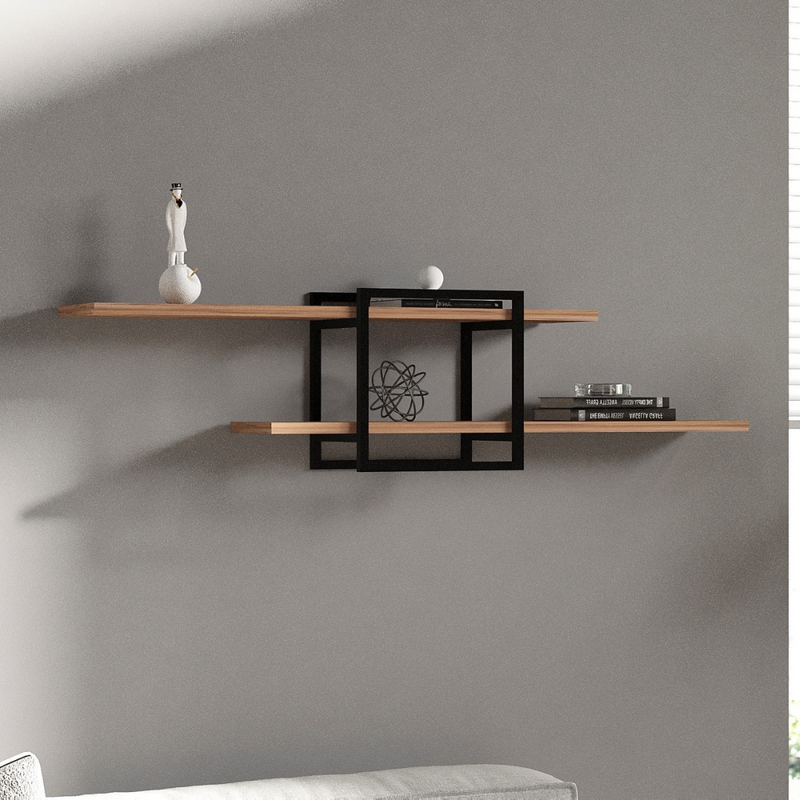 étagères design bois et noir paro ambiance 3 quarts concept usine