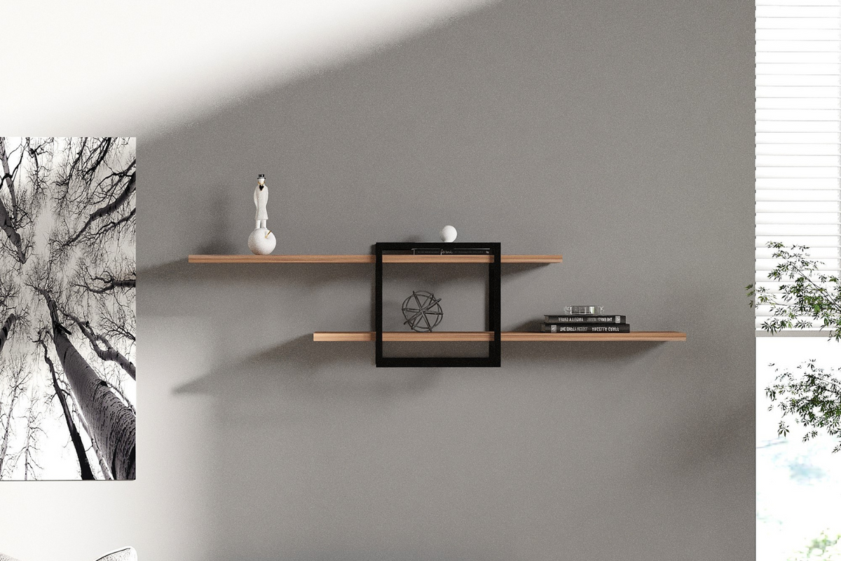 étagères design bois et noir paro rectangle concept usine