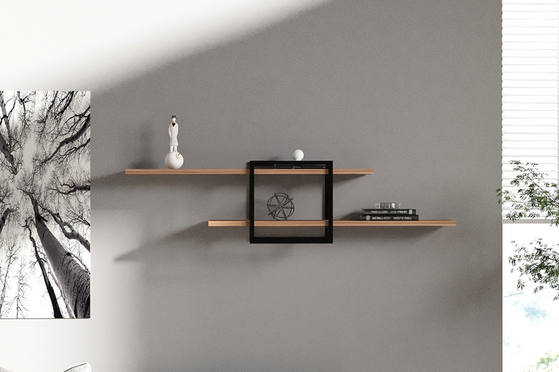 étagères design bois et noir paro rectangle concept usine