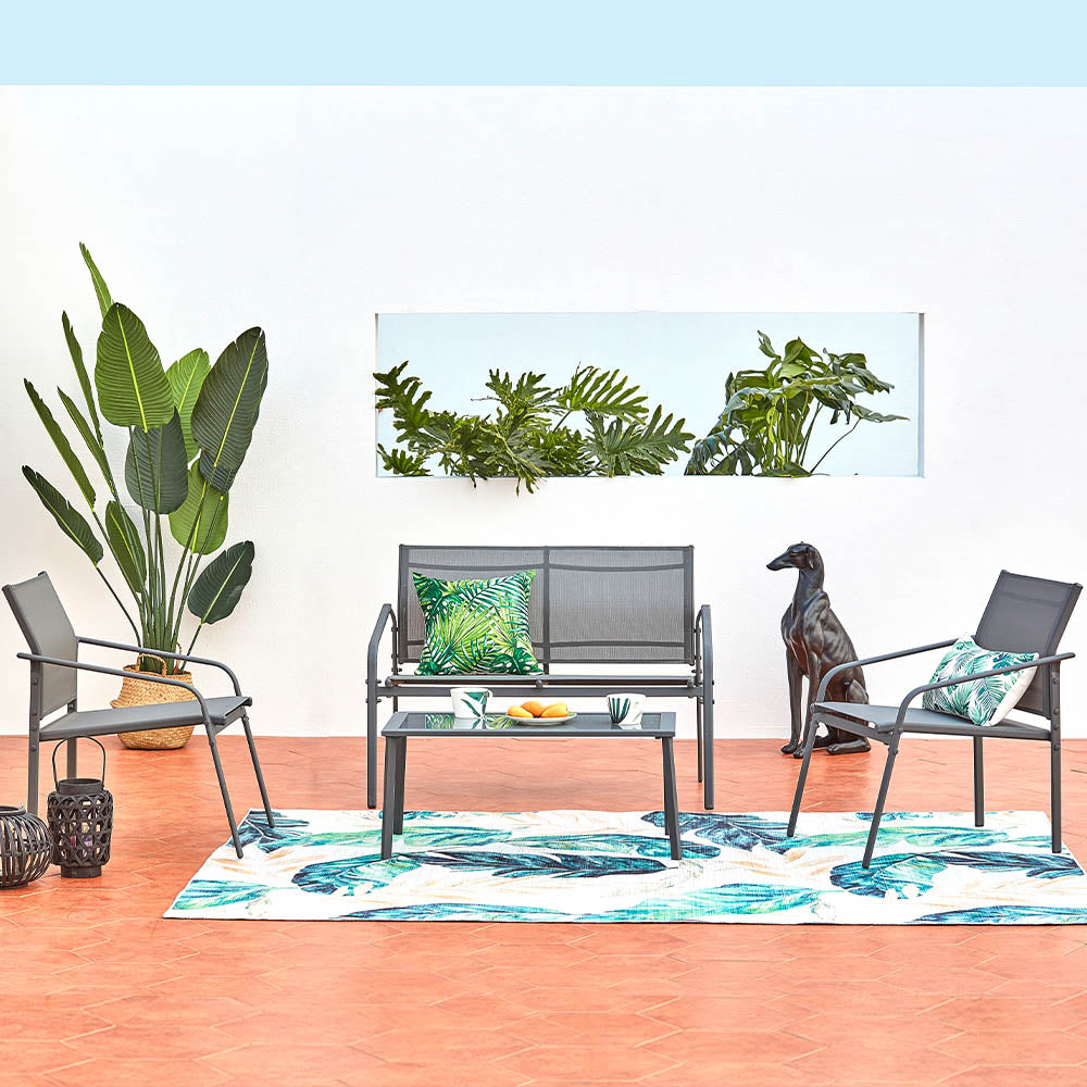 meubles de jardin bas en métal pour 4 personnes Etiora
