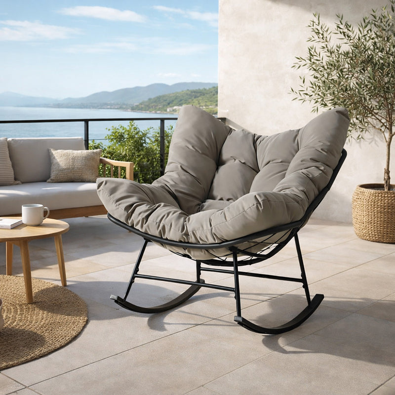 Fauteuil à bascule d'extérieur gris QUITO