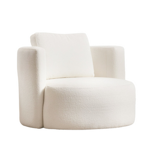 Fauteuil blanc bouclettes olsen 3 quarts fond blanc