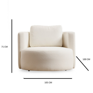 Fauteuil blanc bouclettes olsen dimensions 