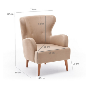 Fauteuil tissu beige smith dimensions