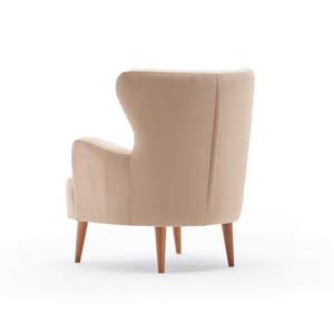 Fauteuil tissu beige smith dos fond blanc