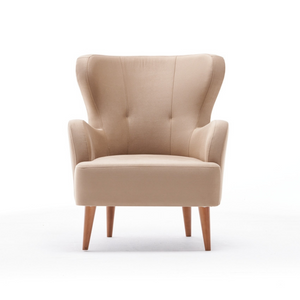 Fauteuil tissu beige smith fond blanc face