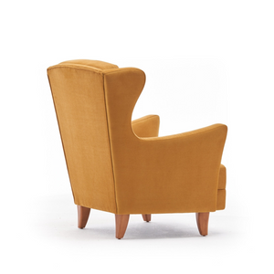 Fauteuil tissu orange williams dos fond blanc