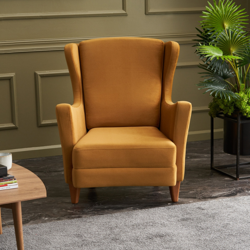 Fauteuil tissu orange williams face ambiance