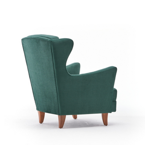 Fauteuil tissu vert williams dos fond blanc