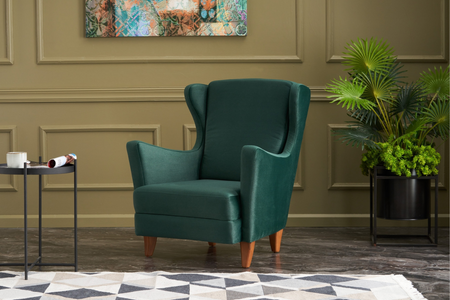 Fauteuil tissu vert williams rectangle