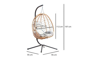 fauteuil suspendu naturel style rotin lima dimensions