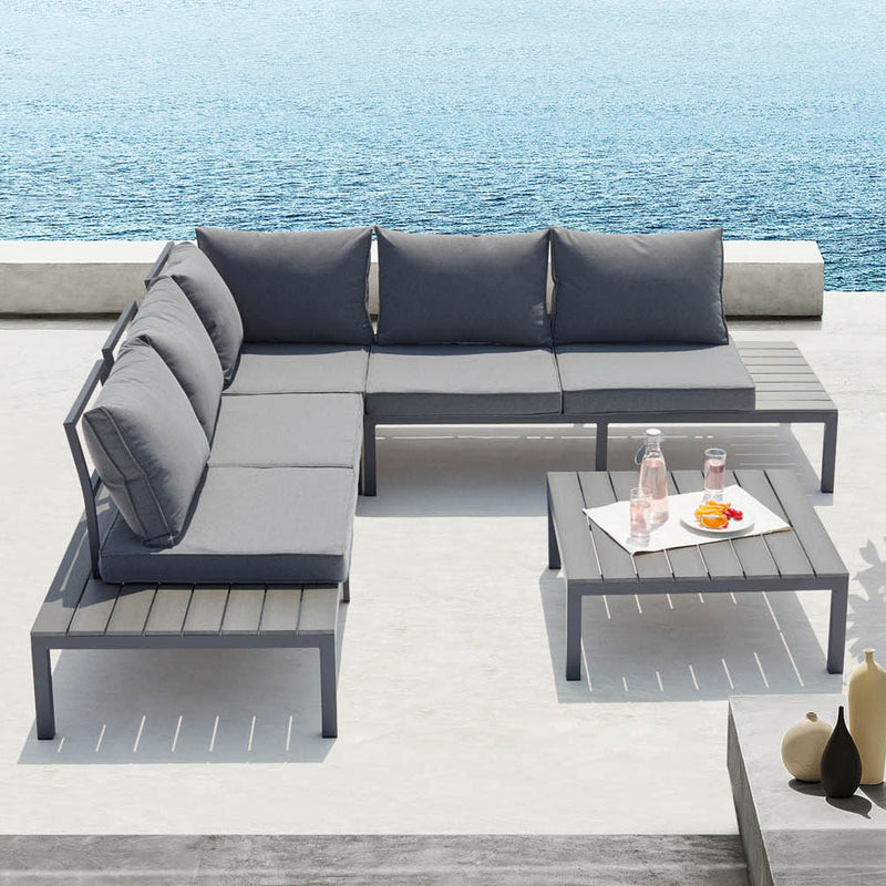 salon de jardin en aluminium Gris foncé