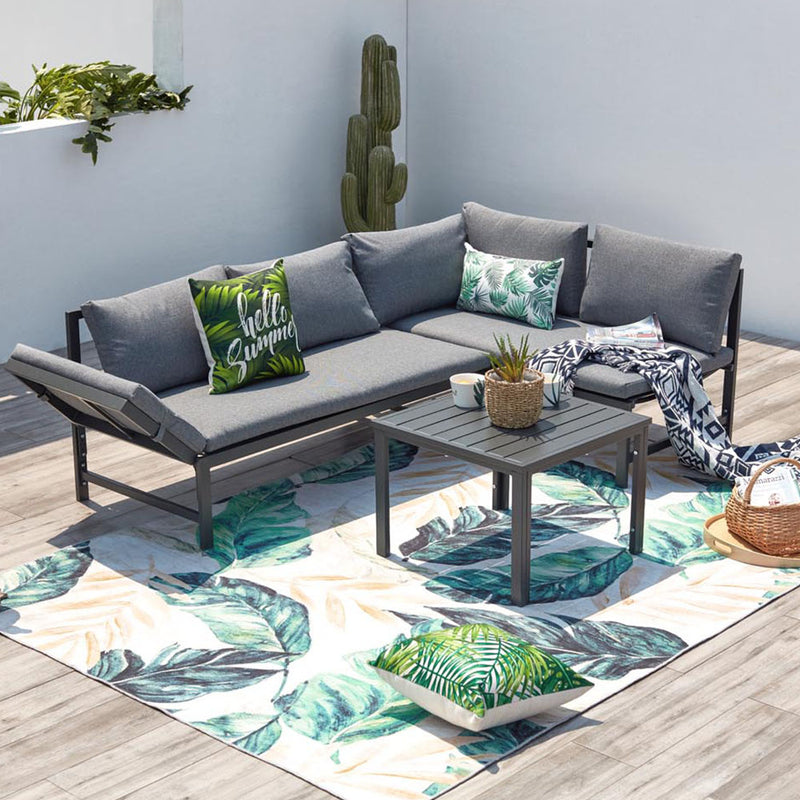 salon de jardin bas en Gris clair avec Canapé inclinable Katea