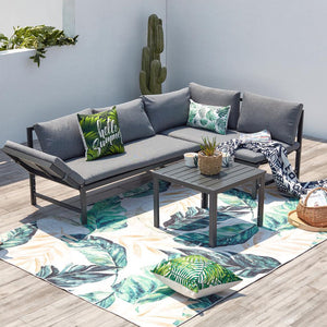 salon de jardin bas en Gris clair avec Canapé inclinable Katea