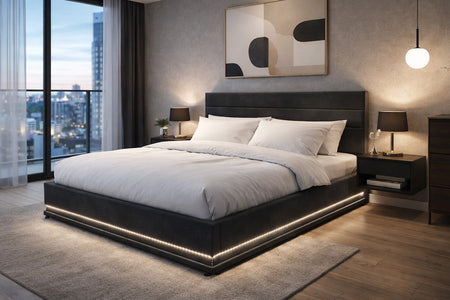 Lit coffre avec matelas gris foncé 140x190 cm en tissu vidaXL Lit coffre avec matelas gris foncé 140x190 cm en tissu vidaXL