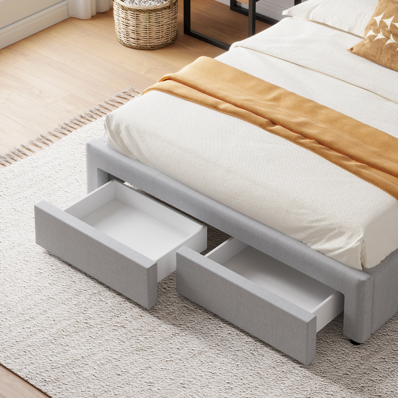 Lit contemporain tiroirs gris sacramento ambiance zoom tiroirs avant