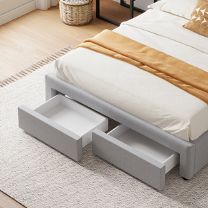 Lit contemporain tiroirs gris sacramento ambiance zoom tiroirs avant