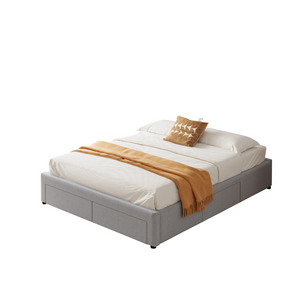 Lit contemporain tiroirs gris sacramento fond blanc 3 quarts 