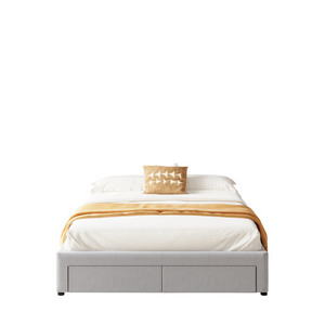 Lit moderne tiroirs gris sacramento fond blanc face