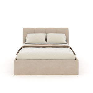 Lit nuage coffre 140x190cm velours beige Baltimore packshot de face