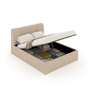 Lit nuage coffre 140x190cm velours beige Baltimore packshot coffre