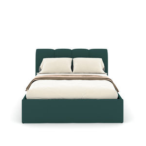 Lit nuage coffre 140x190cm velours vert Baltimore packshot vue de face