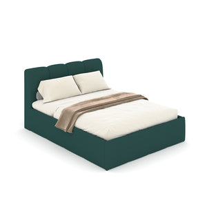 Lit nuage coffre 140x190cm velours vert Baltimore packshot vue de 3/4