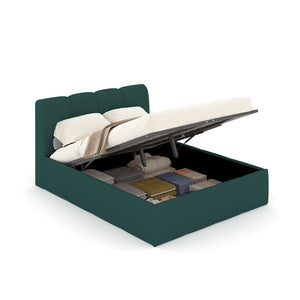 Lit nuage coffre 140x190cm velours vert Baltimore packshot coffre