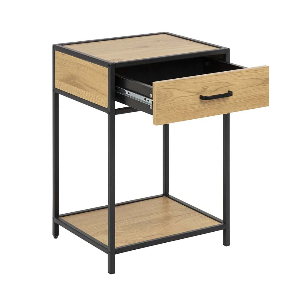 Lot de 2 tables de chevet bois et méral Factory