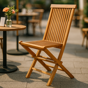 lot de 2 chaises de jardin pliantes en teck massif brut ambiance café concept usine