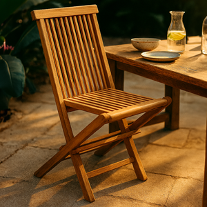 lot de 2 chaises de jardin pliantes en teck massif brut ambiance outdoor concept usine