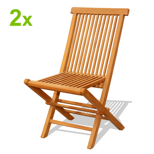 lot de 2 chaises de jardin pliantes en teck massif brut fond blanc visuel 1 concept usine