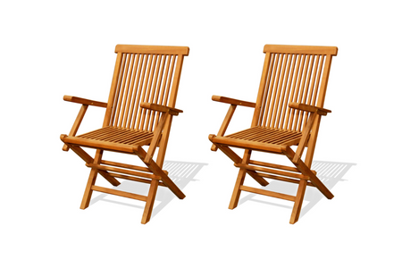 lot de 2 fauteuils de jardin pliants en teck massif brut format paysage concept usine
