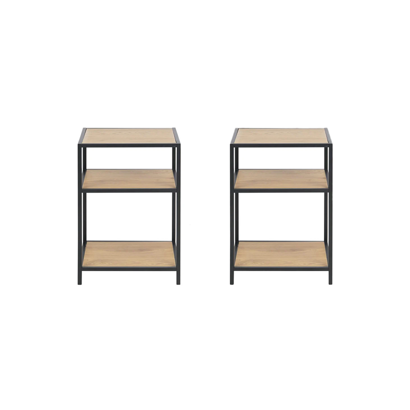 lot de 2 tables de chevet design bois et métal factory fond blanc nouveau visuel concept usine