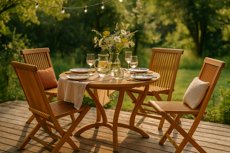 lot de 4 chaises de jardin pliantes jardin teck massif huilé format paysage concept usine