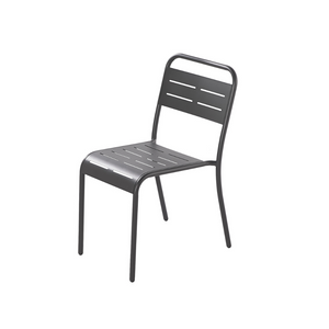 Lot de 6 chaises en acier bergame gris foncé  fond blanc