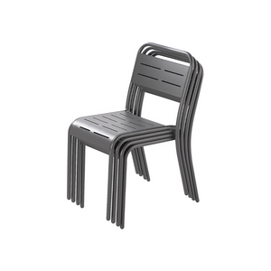Lot de 6 chaises en acier bergame gris foncé fond blanc chaises empilables