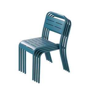 Lot de 6 chaises en acier bergame bleu fond blanc chaises empilables