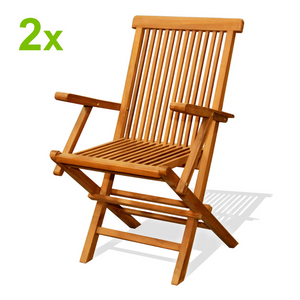 lot de 2 fauteuils de jardin pliants en teck massif brut fond blanc visuel 1 concept usine