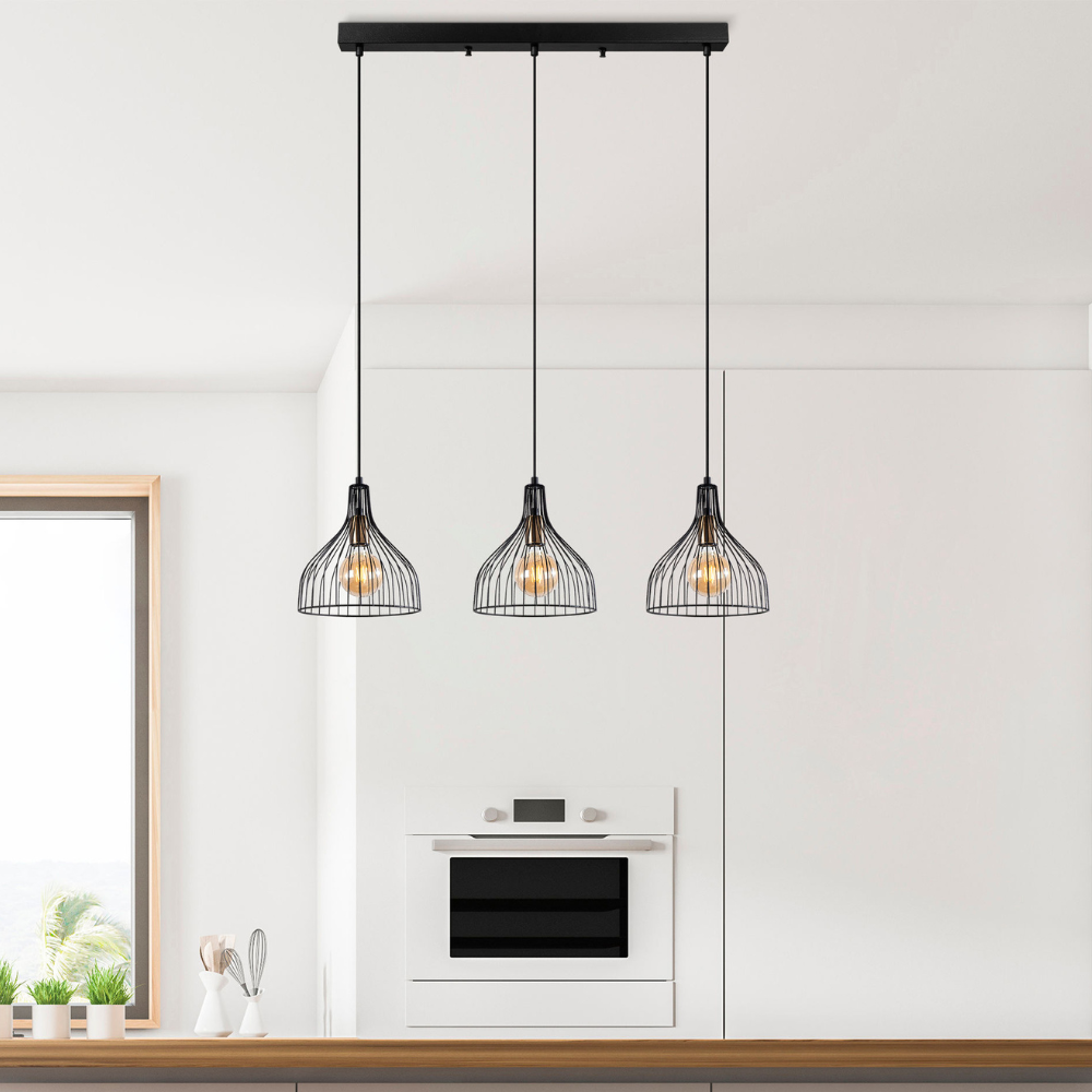 Plafonnier en métal noir 3 lampes - Marie