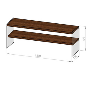 meuble TV 2 étagères bois et verre joy fond blanc dimensions concept usine