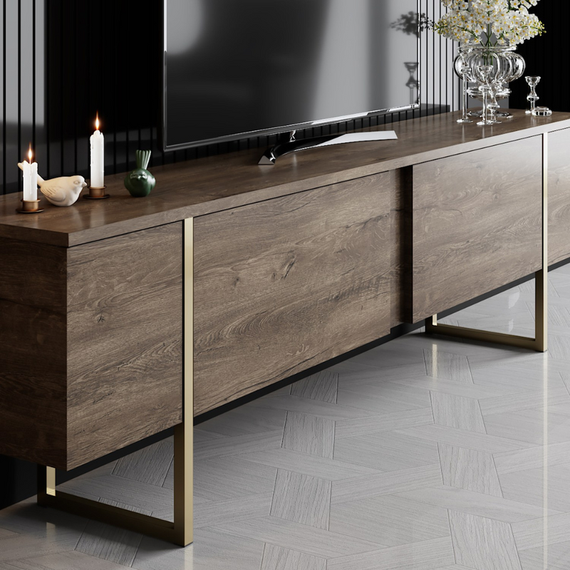 meuble TV avec rangement 180 cm bois et or bearn ambiance zoom concept usine