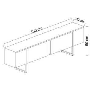meuble TV avec rangement 180 cm bois et or bearn dimensions concept usine