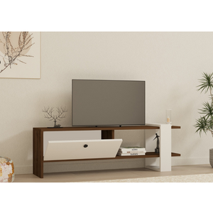 meuble TV avec rangement bois et blanc loom ambiance porte ouverte concept usine
