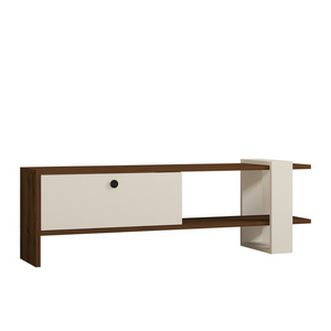 meuble TV avec rangement bois et blanc loom fond blanc 3 quarts concept usine