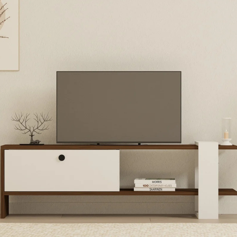 meuble TV avec rangement bois et blanc loom image format rectangle concept usine