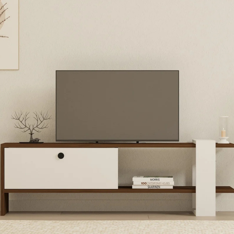meuble TV avec rangement bois et blanc loom image format rectangle concept usine