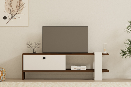 meuble TV avec rangement bois et blanc loom image format rectangle concept usine