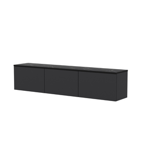 meuble TV contemporain avec rangement 160 cm anthracite nael fond blanc 3 quarts droit porte fermée concept usine