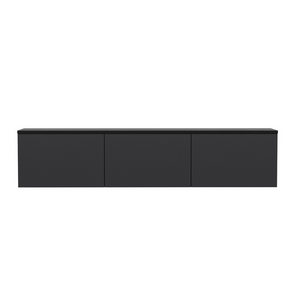 meuble TV contemporain avec rangement 160 cm anthracite nael fond blanc face porte fermée concept usine